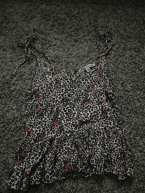 White Leopard & Pink Floral Tie-Strap Camisole